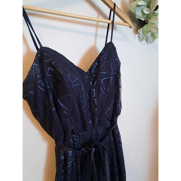 Angelina Faccenda Blue Sequence Geo Print Maxi Strappy Sz 10 - Picture 3 of 10